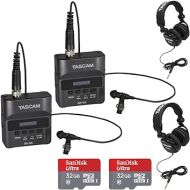 Tascam DR-10L Digital Recorder Headphones & 32GB SD Card (2-Pack)