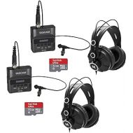 Tascam DR-10L Compact Digital Audio Recorders and Lavalier Mic Combos (2-Pack), Closed Back Headphones (2-Pack), 32GB Ultra UHS-I microSDHC Memory Cards (2-Pack) (6 Items)