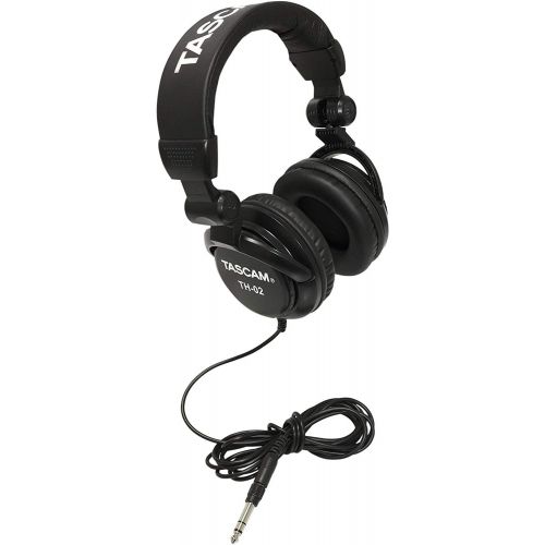  Tascam TH-02 Closed Back Studio Headphones, Black