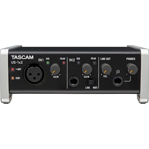  Tascam US-1x2 USB Audio/MIDI Interface with Microphone Preamps and iOS Compatibility