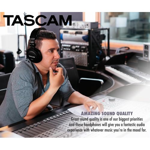  [아마존베스트]Focus Camera Tascam TH-03 Studio Headphones  Closed Back, Padded, Adjustable Pro Audio Headset with Gold Tip 1/8 inch to 1/4 inch Adaptor