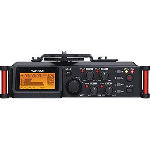  Tascam DR-70D 4-Channel Audio Recording Device for DSLR and Video Cameras + 32GB Memory Card + Studio Headphones + XLR Microphone