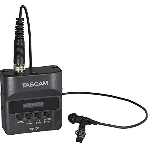  Tascam DR-10L Digital Audio Recorder with Lavalier Mic (White) + 32GB Memory Card + Studio Headphones