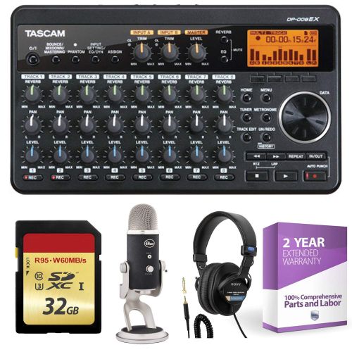  Tascam DP-008EX 8-Track Digital Pocketstudio + 32GB Memory Card + Studio Headphones + XLR Microphone