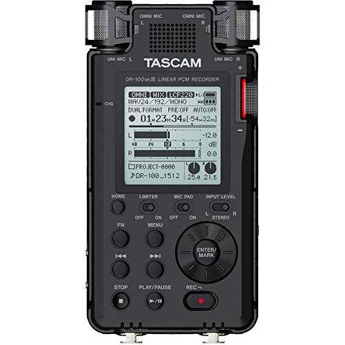  Tascam DR-100mkIII Linear PCM Recorder + 32GB Memory Card + Studio Headphones + XLR Microphone