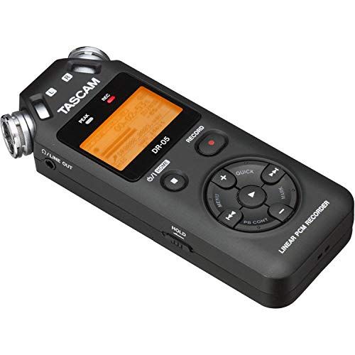  Tascam DR-05 Portable Handheld Digital Audio Recorder (Black) + 32GB Memory Card + Studio Headphones + XLR Microphone