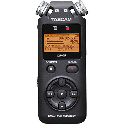  Tascam DR-05 Portable Handheld Digital Audio Recorder (Black) + 32GB Memory Card + Studio Headphones + XLR Microphone