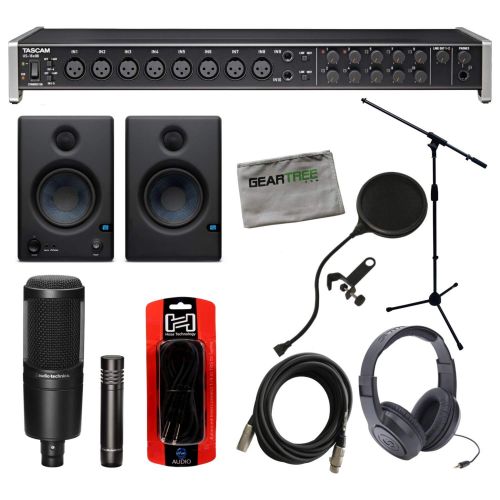  Tascam US-16x08 USB Interface wStudio Monitors, Headphones, Mic Stand, 2 Micro