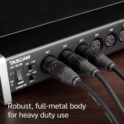  Tascam US-4x4 USB AudioMIDI Interface with Microphone Preamps and iOS Compatibility