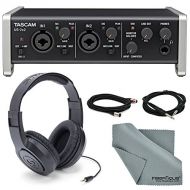 Tascam  Photo Savings Tascam US-2x2 2-Channel USB Audio Interface Bundle with 1 ¼” Cable +1 XLR Cable + Samson Stereo Headphones+ Fibertique Cleaning Cloth