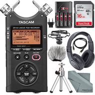 Tascam / Photo Savings Tascam DR-40 4-Track Handheld Digital Audio Recorder with Microphone Shockmount, Dedicated Windscreen, Along with Platinum Accessory Bundle Fibertique Cleaning Cloth