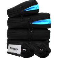Taskin Compression Packing Cubes w/Clean/Dirty Compartments Set of 3 Large + 1 Medium + 2 Shoe Bags - 6 Piece Set