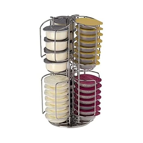  [아마존베스트]Genuine Bosch Tassimo 48 T Disc Capsule Holder - 2 Tier Chrome Refil Tower (Non Slip, 360 Base)