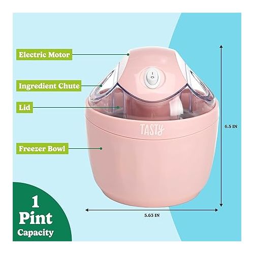  Tasty Mini Ice Cream Maker, Make Ice Cream, Sorbet, Frozen Yogurt, Gelato, Desserts, Quick Results, Pink