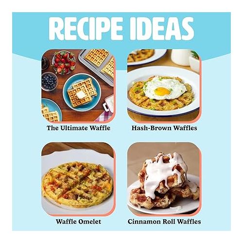  Tasty Mini Nonstick Waffle Maker, Perfect for Individual Waffles, Hash Browns, Brownies and more, Quick Results, Easy Clean Up, 600W, White