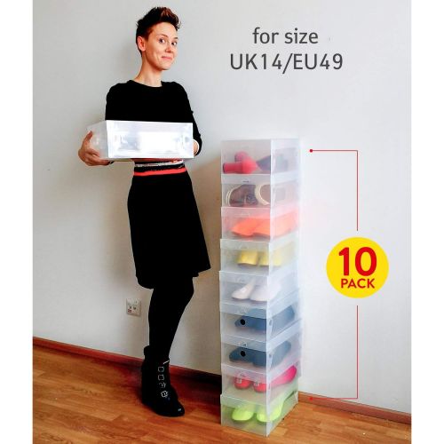  Tatkraft Glasgow Set of 10 Shoe Boxes Semi-transparent Ribbed Strong Plastic