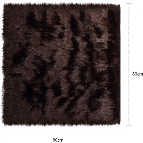  [아마존베스트]Tatuo Faux Fur Area Rug Squares Shaggy Fur Fabric Cuts Craft, Costume, Camera Floor Decorator Carpets Kids Play Rug (Brown, 31 x 31 Inches)