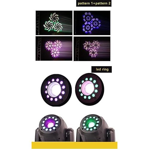  100W Beam Stage Light LED Strobe, DMX512 Channel Control 6+12 Prism with Light Strip for Stage Disco Club Lighting