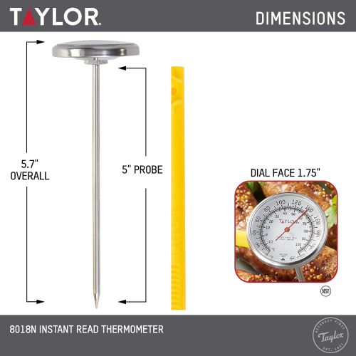  Taylor Precision Products Anti-Microbial Instant Read Thermometer (Extra Large Dial): Kitchen & Dining