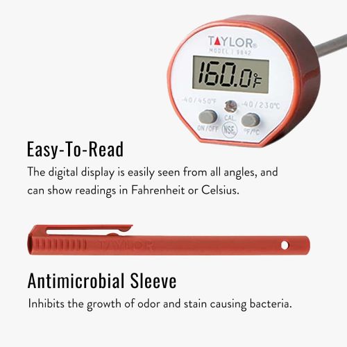  Taylor Precision Products Taylor Commercial Waterproof Cooking Digital Quick Read Thermometer, One Size, Red: Kitchen & Dining