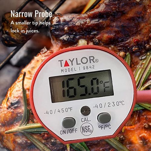  Taylor Precision Products Taylor Commercial Waterproof Cooking Digital Quick Read Thermometer, One Size, Red: Kitchen & Dining
