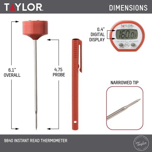  Taylor Precision Products Digital Instant Read Pocket Thermometer: Kitchen & Dining