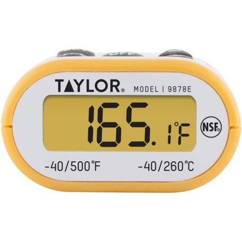  Taylor Precision Products Compact Waterproof Digital Thermometer, 4.5 Inch Stem, Yellow