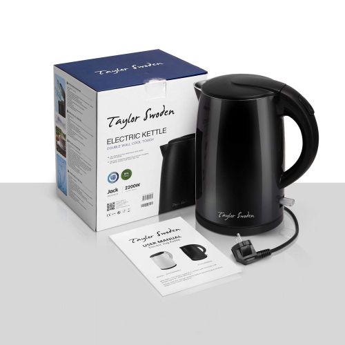  Taylor Swoden Jack-Wasserkocher Edelstahl | Cool-Touch Doppelwand-Design Wasserkocher | Automatisch Abschaltung | Schnellkoch Wasserkocher | 2200 Watt | 1,7 Liter Grossraum | BPA-fr