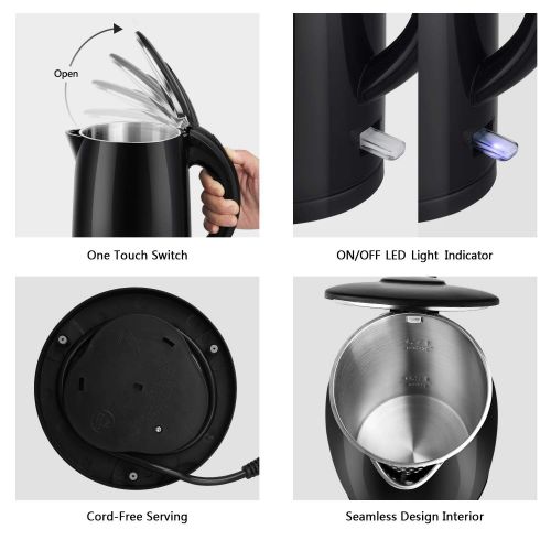  Taylor Swoden Jack-Wasserkocher Edelstahl | Cool-Touch Doppelwand-Design Wasserkocher | Automatisch Abschaltung | Schnellkoch Wasserkocher | 2200 Watt | 1,7 Liter Grossraum | BPA-fr