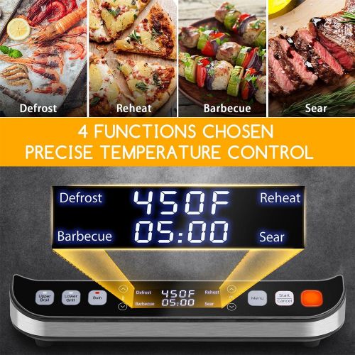  10 in 1 Panini Press Sandwich Maker, Taylor Swoden 1600W Electric Indoor Grill with Non-Stick Double Sided Plates, LED Touch Screen, Independent Temperature Control, Opens 180 Degr