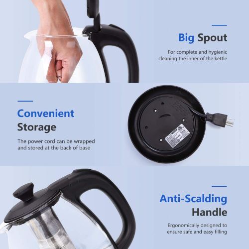  [아마존베스트]Electric Kettle with Tea Infuser, Compact Mini Sized Electric Hot Water Kettle with Keep Warm Function for Home and Office, Black Taylor Swoden