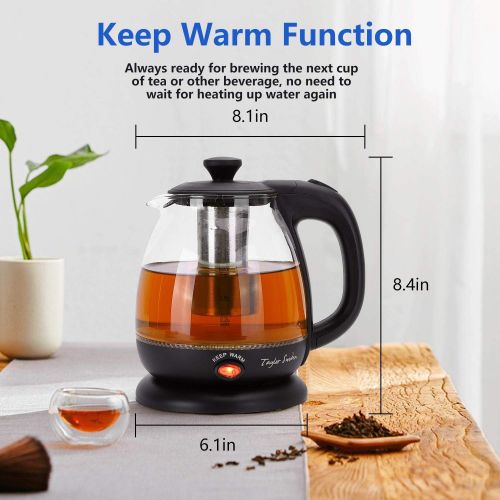  [아마존베스트]Electric Kettle with Tea Infuser, Compact Mini Sized Electric Hot Water Kettle with Keep Warm Function for Home and Office, Black Taylor Swoden