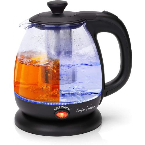  [아마존베스트]Electric Kettle with Tea Infuser, Compact Mini Sized Electric Hot Water Kettle with Keep Warm Function for Home and Office, Black Taylor Swoden