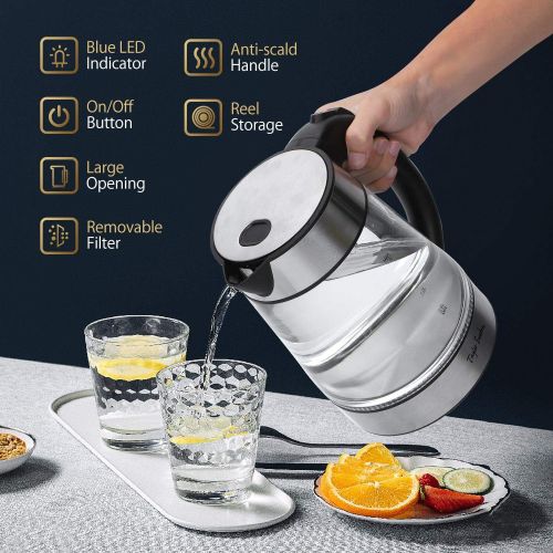 [아마존베스트]Glass Hot Water Kettle Electric for Tea and Coffee 1.7 Liter Fast Heating Element with Auto Shutoff and Boil Dry Protection Taylor Swoden