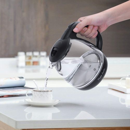  Small Glass Kettle Electric, Compact Mini Sized Electric Hot Water Kettle for Tea and Coffee 1L Black Taylor Swoden