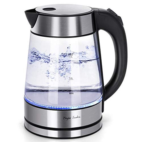  [아마존베스트]Glass Hot Water Kettle Electric for Tea and Coffee 1.7 Liter Fast Heating Element with Auto Shutoff and Boil Dry Protection Taylor Swoden