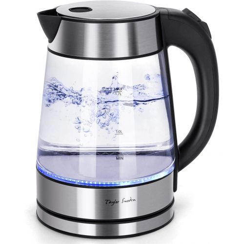  [아마존베스트]Glass Hot Water Kettle Electric for Tea and Coffee 1.7 Liter Fast Heating Element with Auto Shutoff and Boil Dry Protection Taylor Swoden