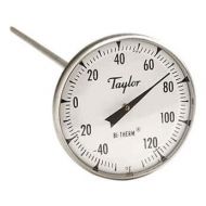 TaylorMade Taylor 6211J 2 Dial Bi-Metal Test Thermometer, 8 Stem, 40F/120F, 1% Accy
