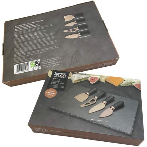  Taylors Eye Witness TEW-LMS24CS10 Brooklyn Rose Gold 4 PCS Knife Plus State Cheese Serving Board cheeseSERVE set one