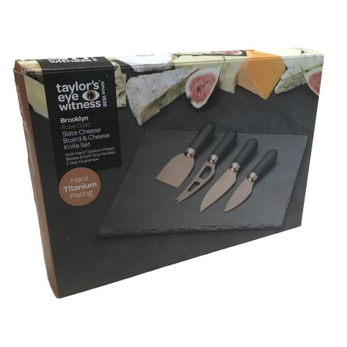  Taylors Eye Witness TEW-LMS24CS10 Brooklyn Rose Gold 4 PCS Knife Plus State Cheese Serving Board cheeseSERVE set one