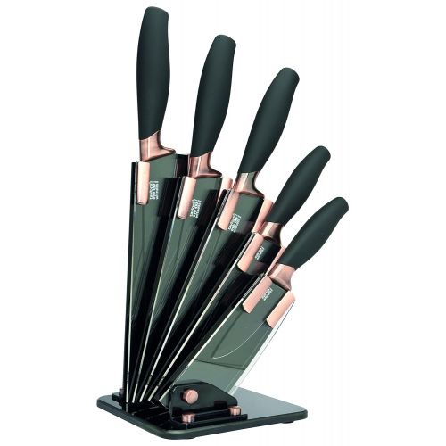  Taylors Eye Witness TEW-LMS23CBKB8 Copper Brooklyn 5PC Set with Fan Shaped Knife Block Knives, one