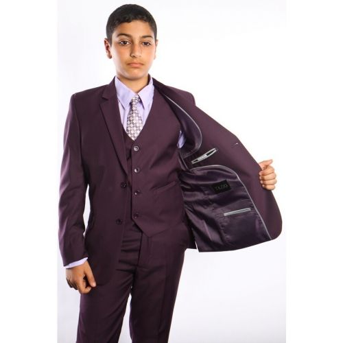  Tazio Boys 5-piece Plum Suit by TAZIO