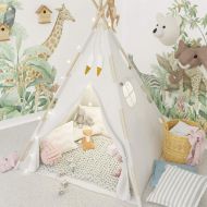 [아마존핫딜][아마존 핫딜] TazzToys Kids Teepee Tent for Kids with Fairy Lights - Kids Bedroom Set + Feathers + Waterproof Base