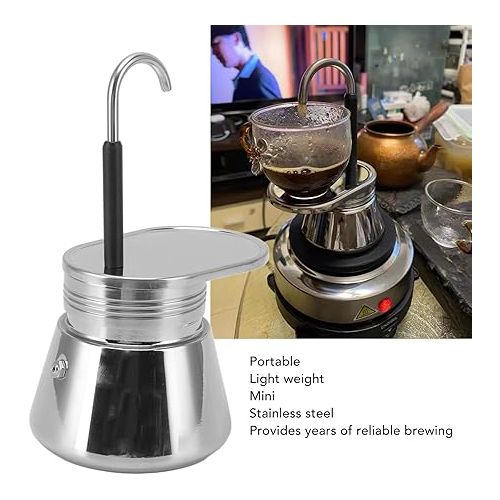  Tbest Mini Moka,stovetop espresso maker stainless steel moka pot cam coffee mini express lichtenstein set includes 1cup outdoors 1 cup portable maker ceramic top 200ml