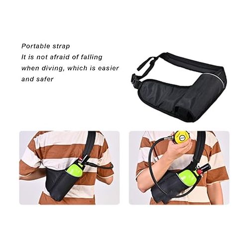  1L Scuba Diving Tank, Mini Scuba Tank Oxygen Cylinder Underwater Breathing Diving Kit with Diving Goggles Strap Bag Adapter, Support 15-20 Minutes Underwater Breathing
