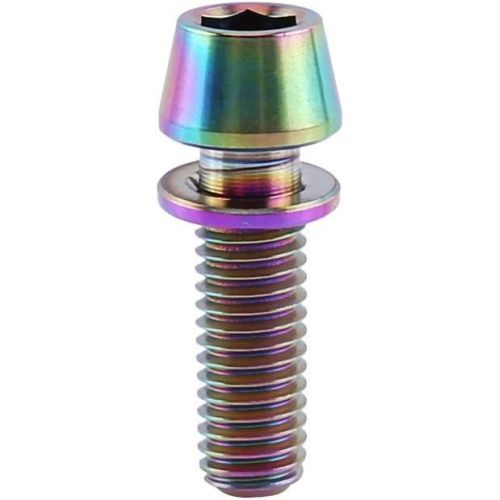  Tbest M6X16/20 Titanium Bolts Screws, 6pcs MTB Road Mountain Bike Bicycle Stem Bolt Screws Titanium Tapered Head Bolt Screw with Washer (M6X20mm-Colorful)