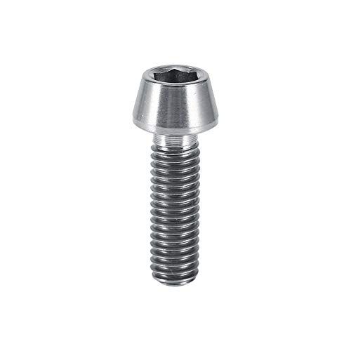  Tbest M6X16/20 Titanium Bolts Screws, 6pcs MTB Road Mountain Bike Bicycle Stem Bolt Screws Titanium Tapered Head Bolt Screw with Washer (M6X16mm-Silver)