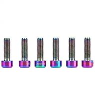 Tbest Bicycle Stem Bolts, 6Pcs/Set M516mm Titanium Alloy Bike Fixed Stem Bolts Bicycle Stem Stem Hex Tapered Bolts Screw Top Cap Cover Headset Screws