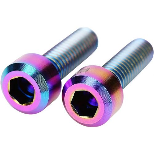  Tbest Bicycle Stem Bolts, 6Pcs/Set M516mm Titanium Alloy Bike Fixed Stem Bolts Bicycle Stem Stem Hex Tapered Bolts Screw Top Cap Cover Headset Screws