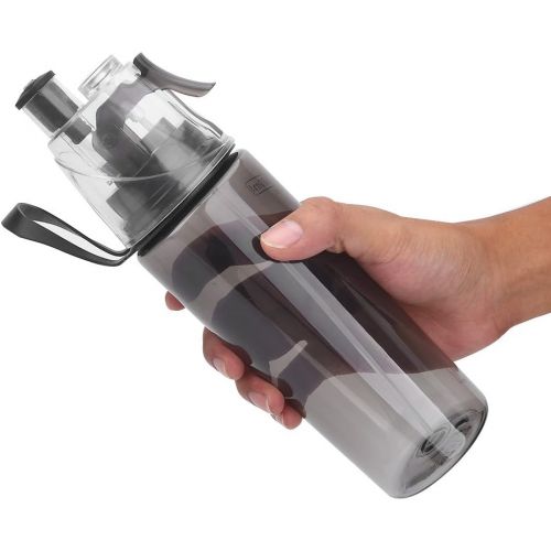  Tbest 600ml Portable Sport Water Bottle with Straw & Strap Flip Top Leak Proof Water Bottle Non-Toxic BPA Free & Eco-Friendly Clear Plastic Spray-Head Cup for Sports School Cycling Campi